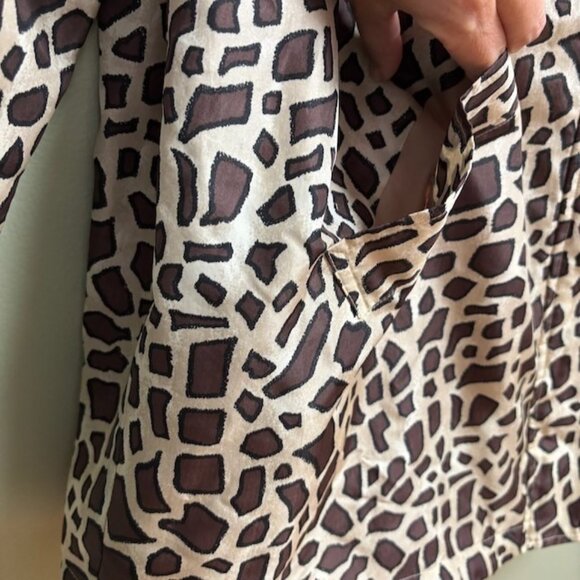 VTG‎ Dennis Basso Womens Silk Jacket Animal Print Size XL Removable Hood Classic - Picture 4 of 14